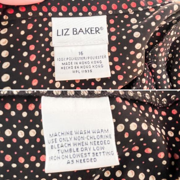 Vintage Liz Baker dotted striped padded shoulder button-down blouse size 16 XL - Picture 7 of 8